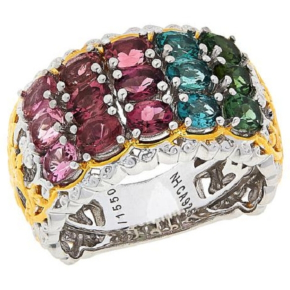 Gems En Vogue Jewelry - Genuine Gems En Vogue Tourmaline Ring Palladium Sterling Silver 18k Gold Sz 7!